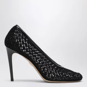 Ferragamo Black macramé pump