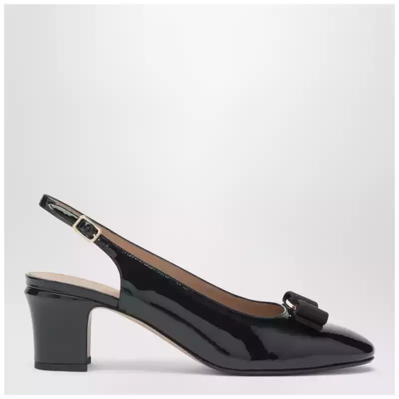 Ferragamo Black Vara bow slingback shoes