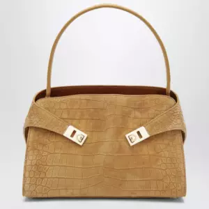Ferragamo Hug Soft M shoulder bag in Natural crocodile-effect