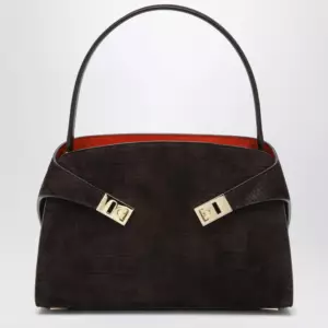 Ferragamo Hug Soft M shoulder bag in Natural crocodile-effect