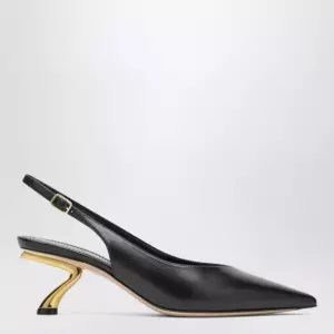 Ferragamo Black slingback with sculptural S heel