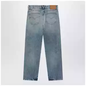 Versace Blue washed-effect jeans with small studs