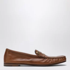 Versace Brown Guanto loafers in calf leather