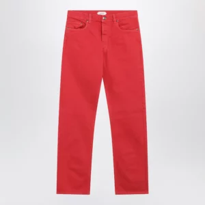 Versace Straight-leg cotton denim jeans in red