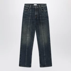 Versace Straight-leg stonewashed cotton denim jeans in blue