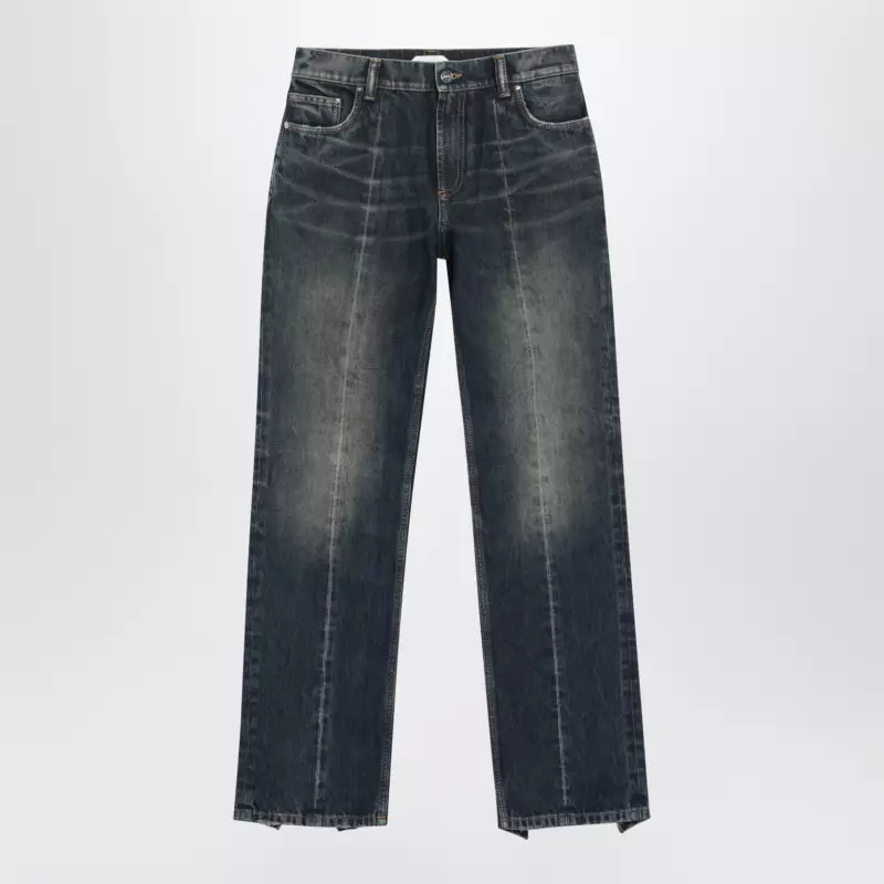 Versace Washed regular-fit cotton jeans in dark blue denim