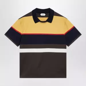 Versace Color-block striped cotton polo T-shirt