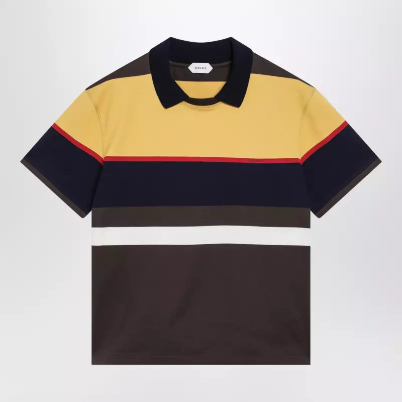 Versace Color-block striped cotton polo T-shirt