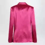 Dries Van Noten Fuchsia double-breasted satin jacket