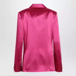 Dries Van Noten Fuchsia double-breasted satin jacket