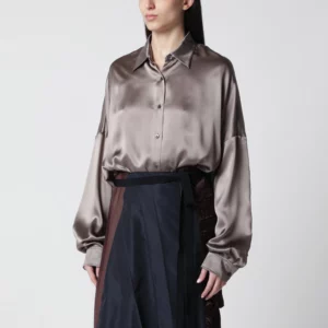 Dries Van Noten Shirt Taupe Color in Silk