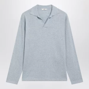 The Row Niosa oversized cotton-linen polo in ice blue
