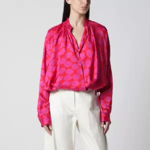 Dries Van Noten Crossed Shirt with Fuchsia Print