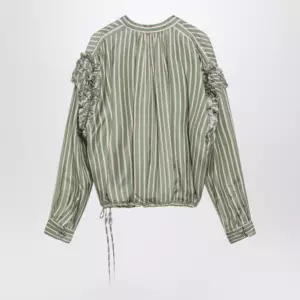 Dries Van Noten Green striped wrap shirt in cupro