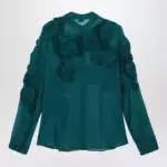 Dries Van Noten Petrol green shirt with raised rose details