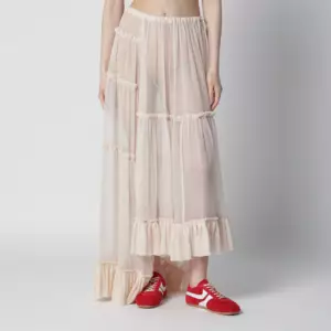 Dries Van Noten Écru semi-sheer silk skirt