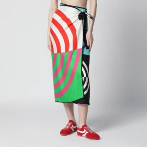 Dries Van Noten Multicolor graphic print silk skirt