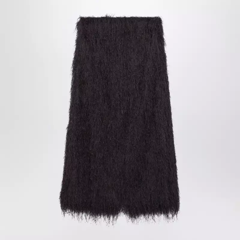 Dries Van Noten Dark purple midi skirt with fringes