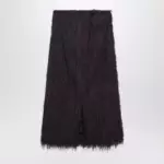 Dries Van Noten Dark purple midi skirt with fringes