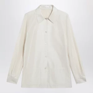 The Row Lucetta shantung silk shirt in vanilla