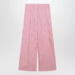 Dries Van Noten Wide pink striped trousers