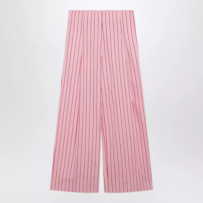 Dries Van Noten Wide pink striped trousers