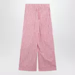 Dries Van Noten Wide pink striped trousers
