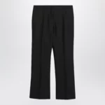 Dries Van Noten Black ankle-length trousers in wool and silk
