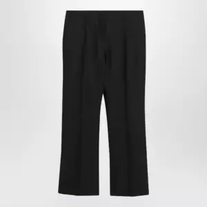 Dries Van Noten Black ankle-length trousers in wool and silk