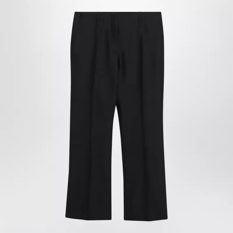 Dries Van Noten Black ankle-length trousers in wool and silk