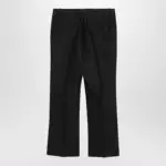 Dries Van Noten Black ankle-length trousers in wool and silk
