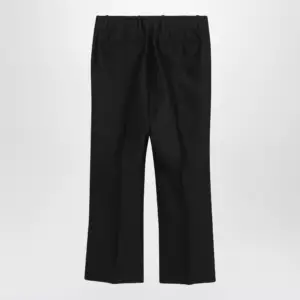 Dries Van Noten Black ankle-length trousers in wool and silk