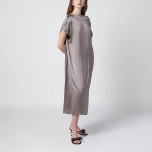Dries Van Noten Taupe silk satin midi dress