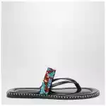 Dries Van Noten Black thong slip-on sandals with sequins