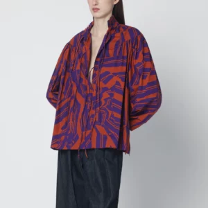 Dries Van Noten Loose shirt with ruffle details and Crushed Stripe print