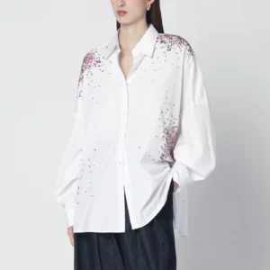 Dries Van Noten White oversized shirt with Firework embroidery