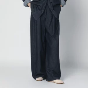 Dries Van Noten Indigo denim wide-leg trousers with pleats