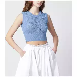 Vivienne Westwood Light blue crochet top with Orb logo