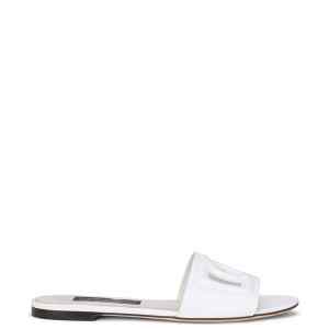 Dolce & Gabbana-DG Millennials logo slides in white calf leather.