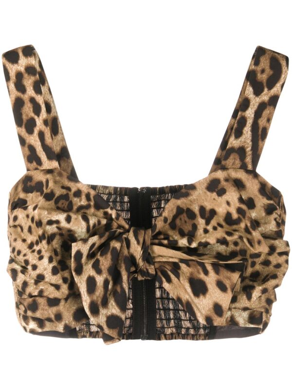 Dolce & Gabbana-Leopard-print cotton crop top