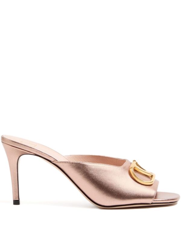 Valentino Garavani VLogo Signature metallic leather mules