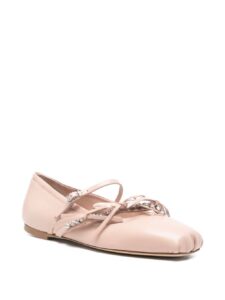 Jimmy Choo Loli Pink Leather Ballerina Flats.