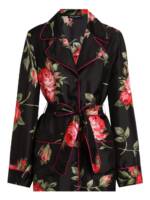 Dolce & Gabbana-black silk floral-print belted shirt