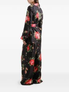 Dolce & Gabbana-black silk floral-print belted shirt