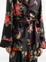 Dolce & Gabbana-black silk floral-print belted shirt