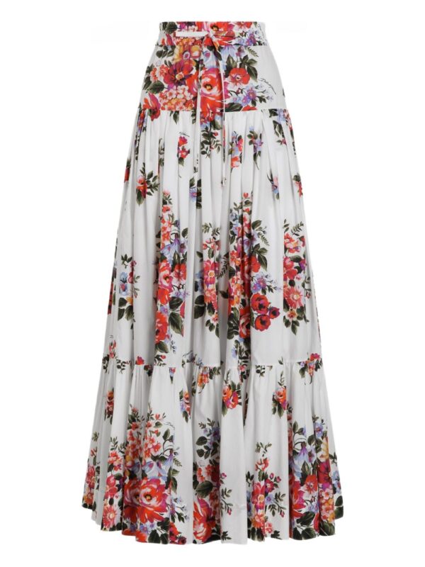 Dolce & Gabbana-Pleated tiered floral-print cotton-poplin midi skirt