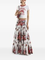 Dolce & Gabbana-Pleated tiered floral-print cotton-poplin midi skirt
