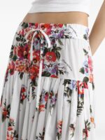 Dolce & Gabbana-Pleated tiered floral-print cotton-poplin midi skirt