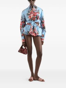 Dolce & Gabbana-Floral cropped cotton shirt