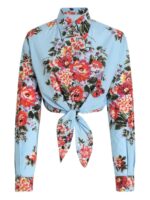 Dolce & Gabbana-Floral cropped cotton shirt